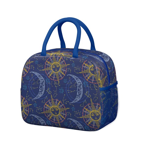 Lunch Bag Lunch Box for Women Reusable Insulated Lunch Bags,Water-Resistant Sun Moon and Zodiac Cooler Lunch Tote Bag, Large Capacity for Work Travel Picnic