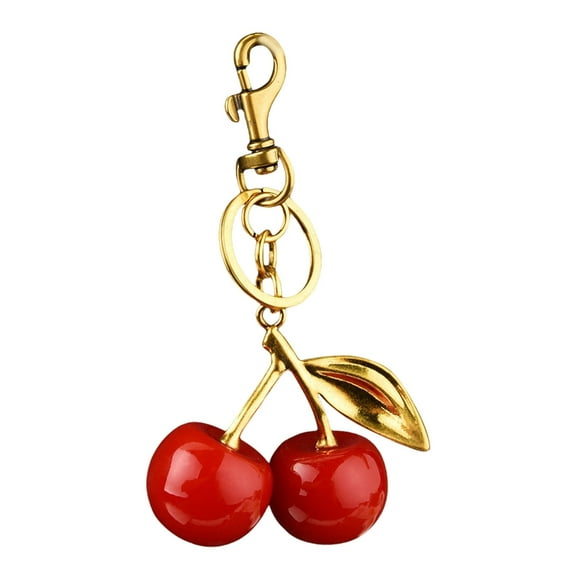 AOOOWER Charming Cherry Keychain Accessory Fashion Keyrings Elegant Bag Embellishment