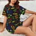 thumbnail image 5 of Yiaed Pixel Game Print Short Sleeve Pajama Sets for Women Casual Crew Neck 2 Piece Lounge Sets Women's Short-Sleeved Pajama-Small, 5 of 5