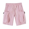 thumbnail image 2 of Abtuhar Man Solid Corduroy Outdoor Cargo Casual Shorts,Pink,XXXL, 2 of 5