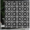 thumbnail image 3 of Ambesonne Floral Shower Curtain, Monochrome Checkered Flowers, 69"Wx70"L, White and Black, 3 of 4