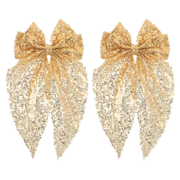 2 pinzas para el pelo con lazo extragrande y lentejuelas para mujer, accesorios brillantes con purpurina, horquilla con lazo de moda para la nuca.