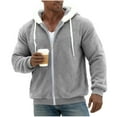 thumbnail image 5 of Mwjwdo Mens Fuzzy Sherpa Jacket Fleece Long Sleeve Full-Zip Drawstring Hooded Shirt Casual Warm Winter Jacket Coats Outdoor Fashion Gray S, 5 of 7