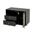 thumbnail image 4 of DreamBuck Modern Makeup Vanity Desk with Mirror and Lights, Retractable Dressing Table with Drawers and Cabinet, Compact Makeup Table Set with Power Outlet for Bedroom, Black, 4 of 8