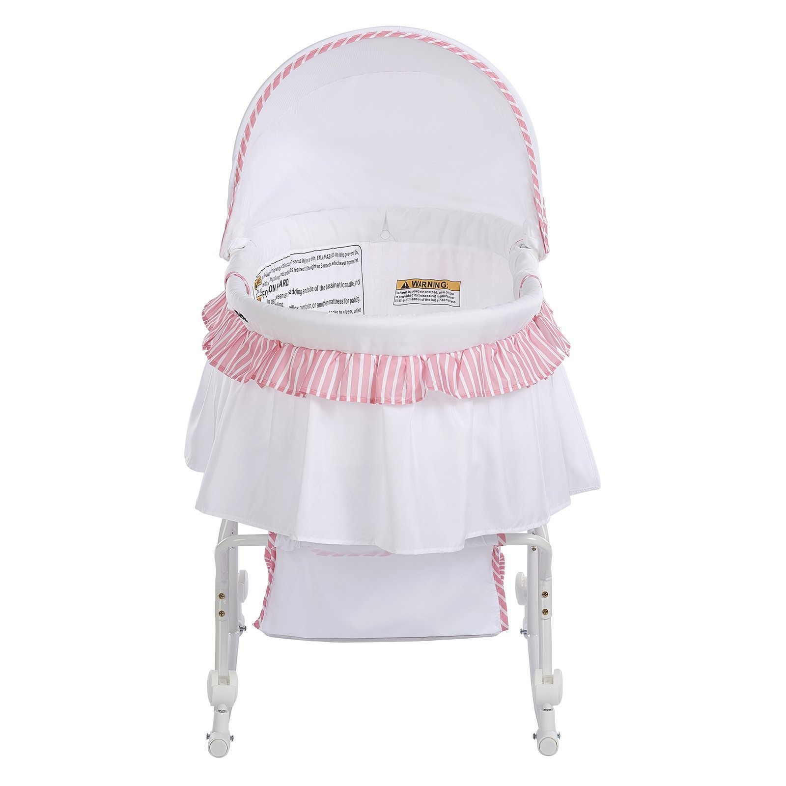Dream On Me Lacy Portable 2-in-1 Bassinet & Cradle in Pink and White, Lightweight Baby Bassinet - image 2 of 7