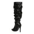 thumbnail image 3 of Women Leatherette Slouchy Pointy Toe Knee High Stiletto Boots 19423, 3 of 6
