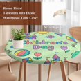 thumbnail image 3 of Children's Day Round Tablecloth 36-44 Inch Round Fitted Table Cloth with Elastic Edge, Airplanes Sailing Boats Tree Cartoon Green Waterproof Table Cover Protector for Outdoor Picnic Party Dining, 3 of 9