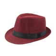 thumbnail image 2 of Xinyolin Fedora Hat Wide Brim Sun Solid Color Panama Cap Boater Summer Beach Sunhat for Vacation, 2 of 8