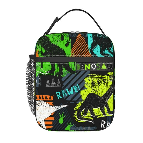 Lunch Bag For Women Men Lovely Lunch Tote Bags Reusable Insulated Lunch Box Large Capacity Student Cooler For School Work Picnic Travel Grunge Dinosaur