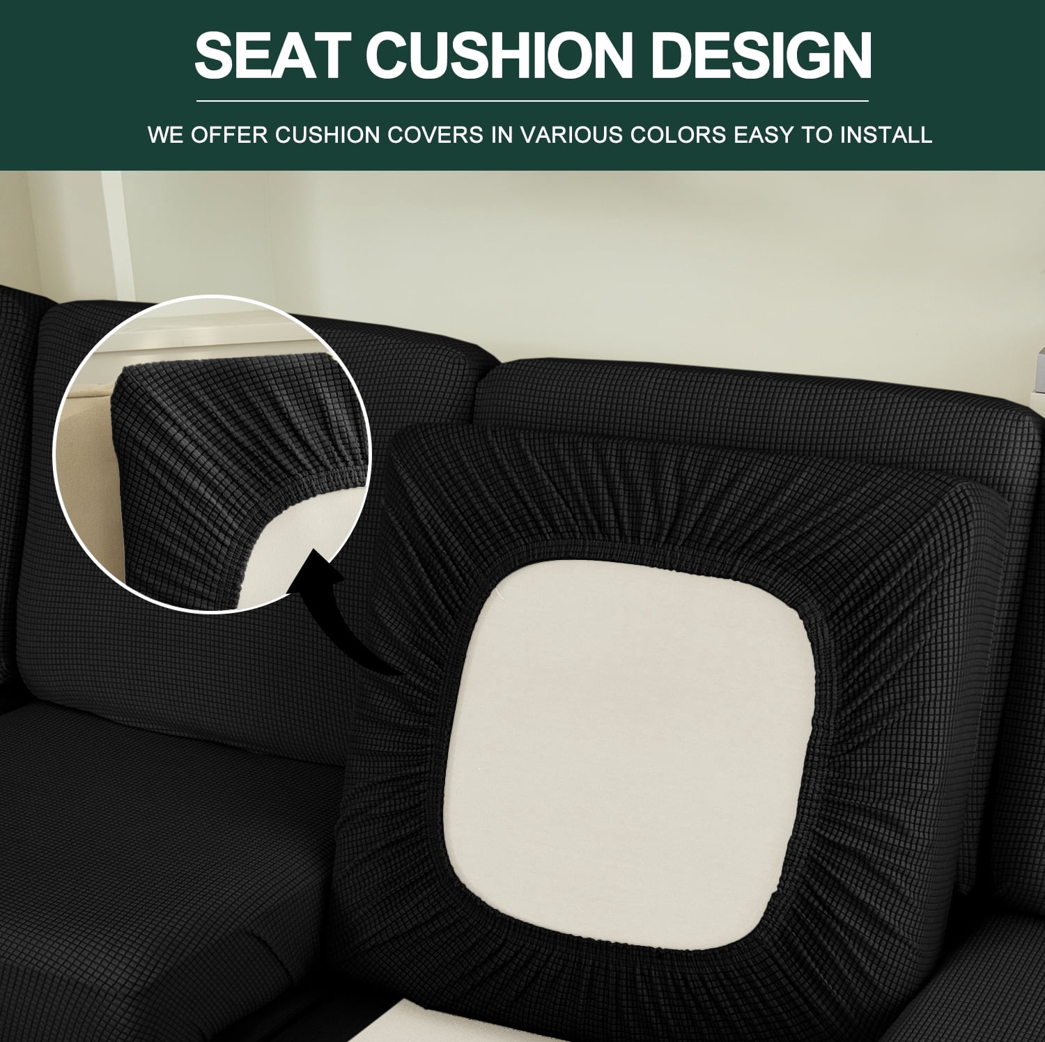 Sanmadrola Couch Covers Sofa Cushion Cover Slipcovers Wear-Resistant Universal Stretch Anti-Slip Sectional L Shape Sofa Covers, Chaise Lounge Sofa Slipcover