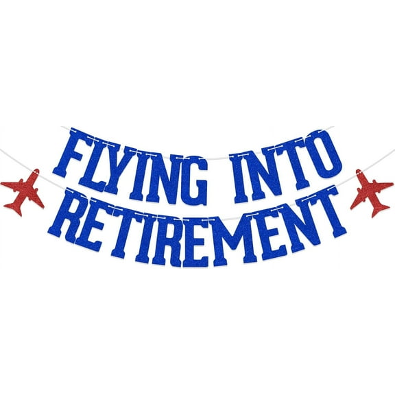 Flying into Retirement Banner, Pilot Retirement Party Decorations, How Time Flies Pilot Retired Party Sign, We Will Miss You Farewell Party Decor Supplies Blue & Red