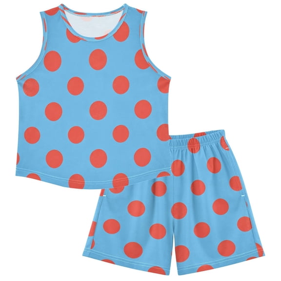 Ttyddzy Children's Pajama Sets - Soft Cotton-Like Modal Sleeve Top and Shorts, Red Polka Dot ,4Y