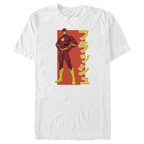 Men's Justice League The Flash Bold Kanji Portrait Graphic Tee White 3X Large