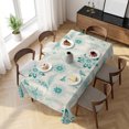 thumbnail image 3 of Teal Boho Table Cloth Waterproof Tablecloths, Vintage Pattern Ethnic Flower Tribal Leaf Tablecloth Dining Table Cover for Kitchen Party Tabletop Outdoor, Rectangle Tablecloth 54x108 Inch, 3 of 9