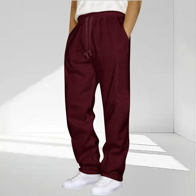 Timegard Mens Sweatpants Drawstring Elastic Waist Lightweight Workout Pants Solid Color Casual Trousers