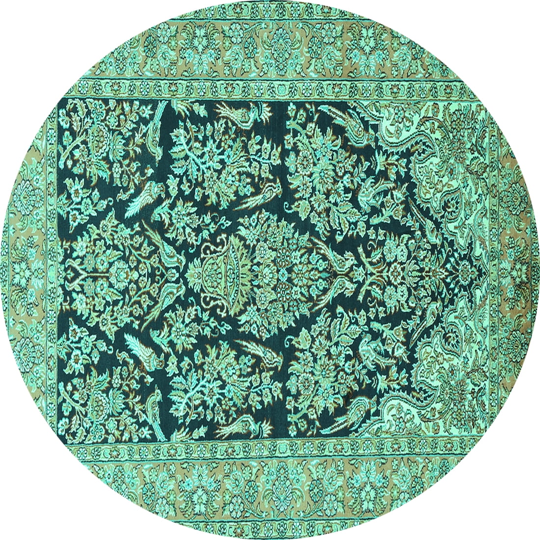 Ahgly Company Indoor Round Persian Turquoise Blue Traditional Area Rugs ...