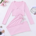 thumbnail image 2 of MEZZALL Women 2 Piece V-Neck Long Sleeve Tops With Pants Solid Color Relaxed Fit Home Pajama For Lounging And Sleep Versatile Pjs, 2 of 5