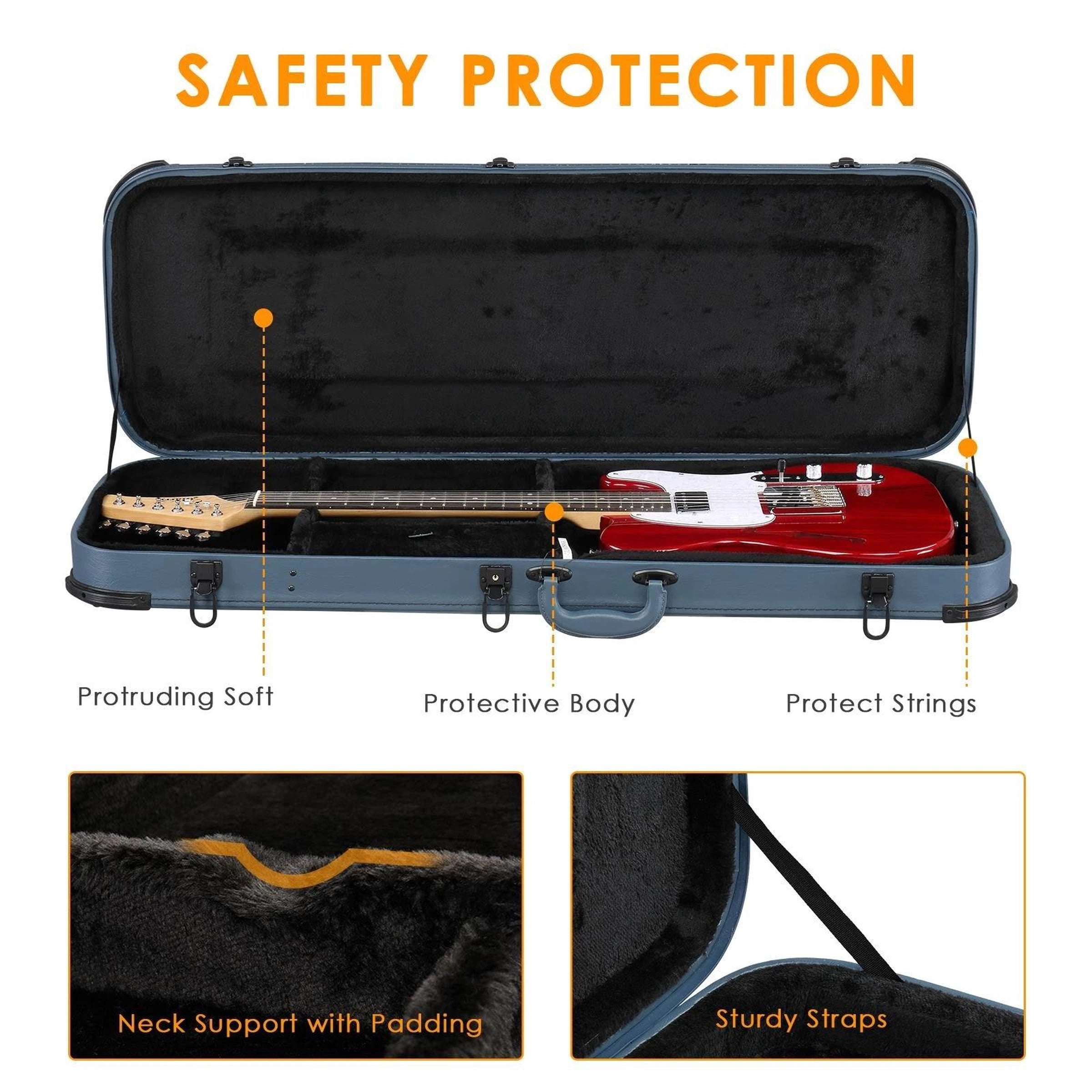 Ktaxon Cases Hard-Shell Wood Case for Standard Electric Guitars Telecaster &Lock
