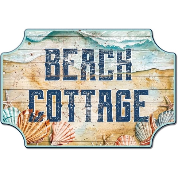 Beach Cottage Vintage Metal Tin Sign Retro Sea Plaque Poster Metal Wall Decorative Tin Signs for Home Beach House Sun Room