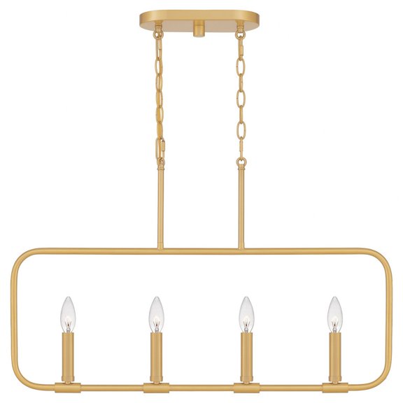 ABR432AB Quoizel Lighting Abner - 4 Light Linear Chandelier in Transitional style - 32 Inches wide by 19.75 Inches high-Aged Brass Finish