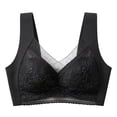 thumbnail image 4 of PMVFHDE Seamless Wireless Lace Bra Non Padded Bralette Comfortable Soft Daily Casual Wear Women's Unlined Lightweight Breathable Smooth Stretch Fit Black - 4L, 4 of 5
