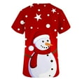 thumbnail image 3 of Tarmeek Christmas Scrubs Tops for Women Snowman and Snow Graphic Workwear Lightweight Short Sleeve Holiday Uniform Scrubs with Pockets, 3 of 3