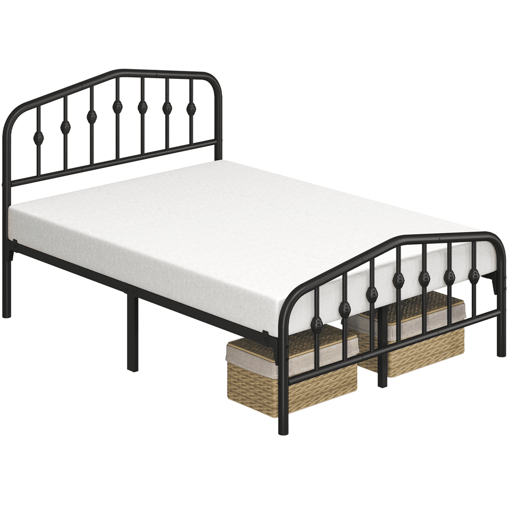 Renwick Modern Metal Platform Bed with Arched Headboard and Footboard, Adult, Full Size, Black