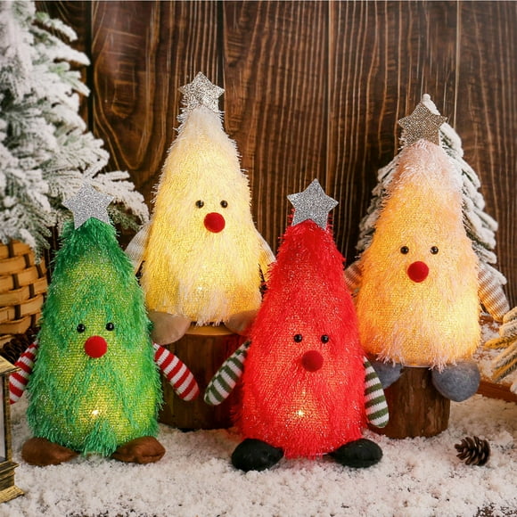 Adorno Navideño con Forma de Árbol de Navidad | Tela | Verde | 21 X 15 X 9 Cm | Decoración de Mesa