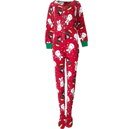 Womens Disney Mickey Mouse Union Suit Christmas Blanket Sleeper Pajama