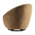 thumbnail image 5 of Armchair Swivel Accent Chair, Black Brown, Velvet, Modern Contemporary, Living Lounge Cafe Room Hotel Lobby Hospitality, 5 of 7