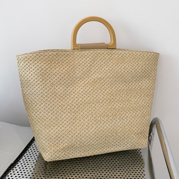 Bolso Con Asa Superior Bolso de playa para mujer de verano Bolso elegantes con asa superior para vacaciones junto al mar (caqui)
