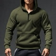 thumbnail image 2 of SGFCWSX Mens 1/4 Zip Pullover Fleece Hoodie Men with Pocket Warm Athletic Hooded Sweatshirt Army Green Size 3XL, 2 of 9