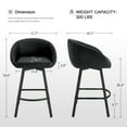 thumbnail image 3 of Zesthouse 26.4″ Swivel Bar Stools Set of 2, Faux Leather Upholstered Counter Height Barstools with Barrel Arms & Backs, Modern Counter Stools for Kitchen Island, Black, 3 of 13