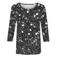 thumbnail image 5 of ICHUANYI 3/4 Sleeve Shirts for Women Spring Printed Crewneck Casual Fashionable Tops Loose Three Quarter Length Blouses, 5 of 5