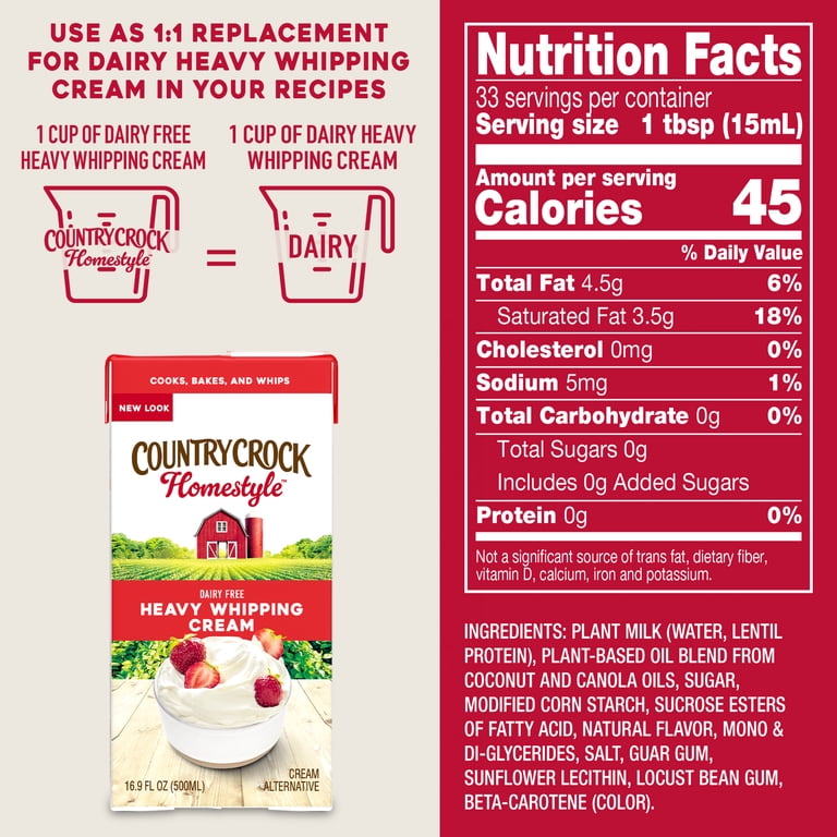 Country Crock Homestyle Dairy Free Heavy Whipping Cream (Refrigerated) -  Walmart.com
