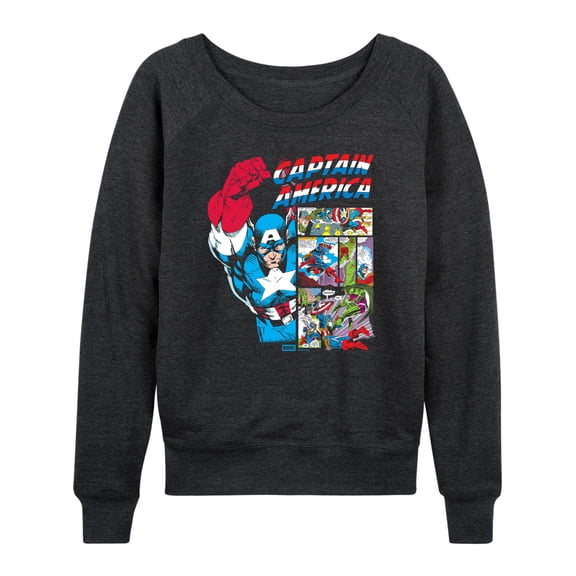 Marvel - Captain America Comic Panel Portrait - Women's French Terry Long Sleeve Pullover