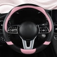 thumbnail image 1 of Funda de cuero para volante de coche, antideslizante, transpirable, de microfibra, universal, para la mayoría de coches de 14 a 15 pulgadas (rosa)., 1 of 9
