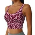 thumbnail image 2 of Rateoe Rose Leopard Print Print Womens' Sports Bras Scoop Neck Sports Vest- Padded U Back Seamless High Impact Support, 2 of 7