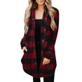 thumbnail image 3 of Abrigo Con Cuello De Solapa A Cuadros Para Mujer, Chaqueta A Cuadros De Mujer Cómoda De Un Solo Pecho Para Lavado A Máquina De Longitud Media Para Uso Diario ANGGREK Otros, 3 of 4