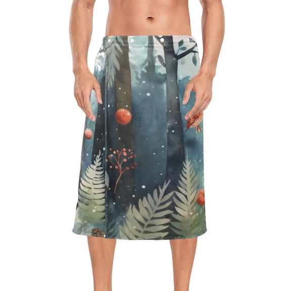 Foxes Trees Forest Flowers Bath Towel Wrap for Man Adjustable Shower Wrap Button Closure Body Towel for Sauna Gym