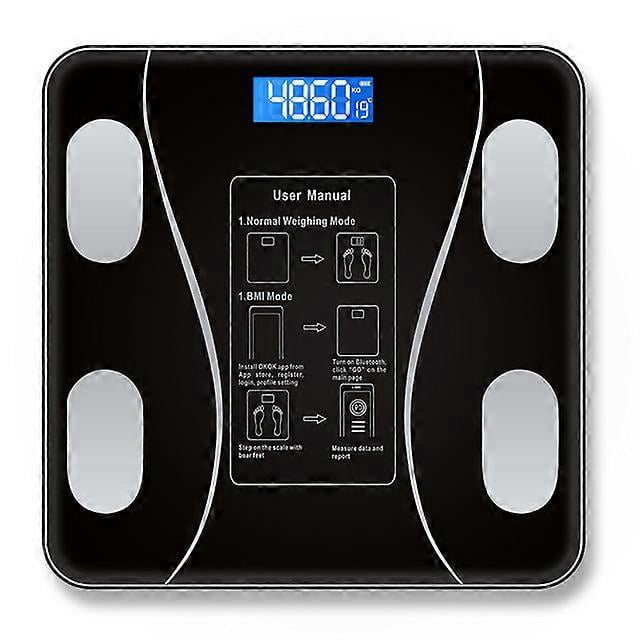 Báscula corporal inteligente con Bluetooth, báscula de baño, báscula de peso corporal con IMC, báscula electrónica digital con LED, analizador de composición corporal, color negro