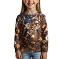 thumbnail image 2 of Garronmavis Deer Girls Long Sleeve T-Shirts Size 3-4 Versatile Flags Kids Basic Soft Long Sleeve Tees Top Stylish Maple Leaves Kids Crewneck T-Shirts Fall Tops for Young Girls, 2 of 7