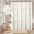 thumbnail image 3 of FRAMICS Vintage Lace Shower Curtain Sets with Rug and Hooks, Waterproof Fabric Semi Sheer Leaf Floral Bathroom Sets, Mold Resistant, Beige, 3 of 11