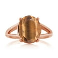thumbnail image 2 of Gem Stone King 18K Rose Gold Plated Silver Brown Tiger Eye Ring for Women (4.00 Cttw, Gemstone Birthstone, Oval 12X10MM, Available in Size 5,6,7,8,9), 2 of 5