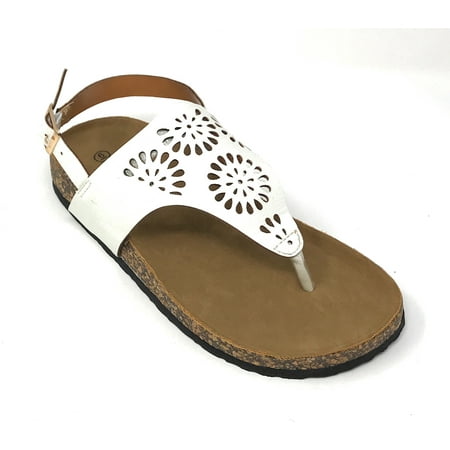 

Victoria K Women s Laser Cut Out Circle Designed Cork Sandals