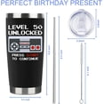 thumbnail image 5 of 50th Birthday Gifts Men Birthday Gifts For Him 20oz Level 50 Unlocked Wine Tumbler Gifts For Video Game Lovers Husband Boyfriend Teen Boys Bday Xmas Party Presents Black Travel Cup With Straw, 5 of 6