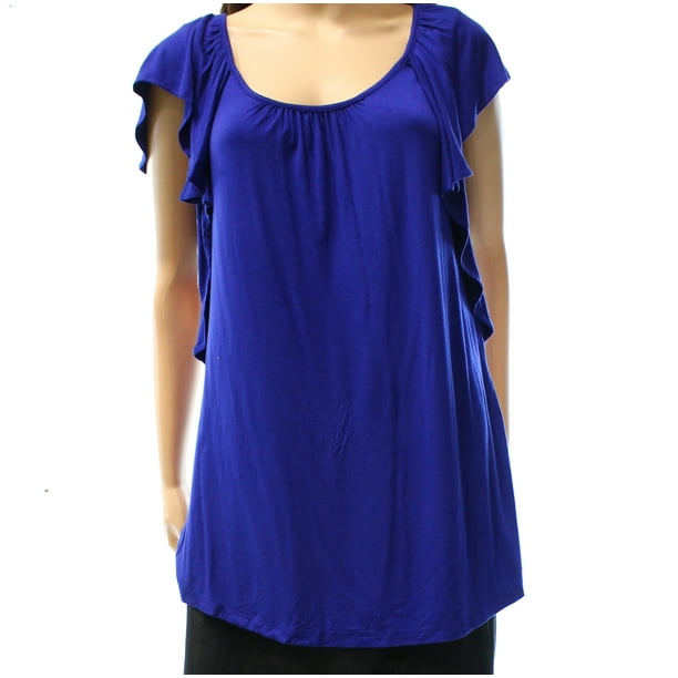 INC - INC NEW Royal Blue Women's Size XL Scoop-Neck Short-Sleeve Blouse ...