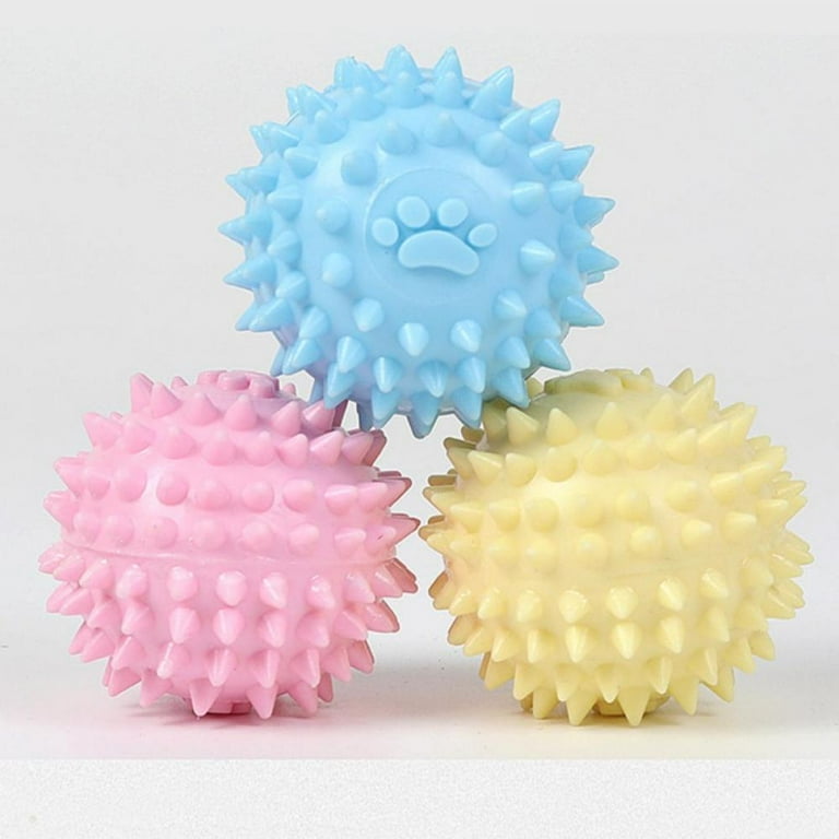 SHARLOVY Squeaky Balls for Dogs Small, Fetch Balls for Dogs Rubber 3 Pack  Bright Colors TPR Puppy Toys Dog Toy Balls Dog Squeaky Toys Spike Ball Dog