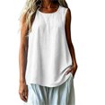 thumbnail image 2 of IUYRTFE Women Round Neck Sleeveless Tank Top with Side Slits Loose Fit Casual Summer Blouse, 2 of 7