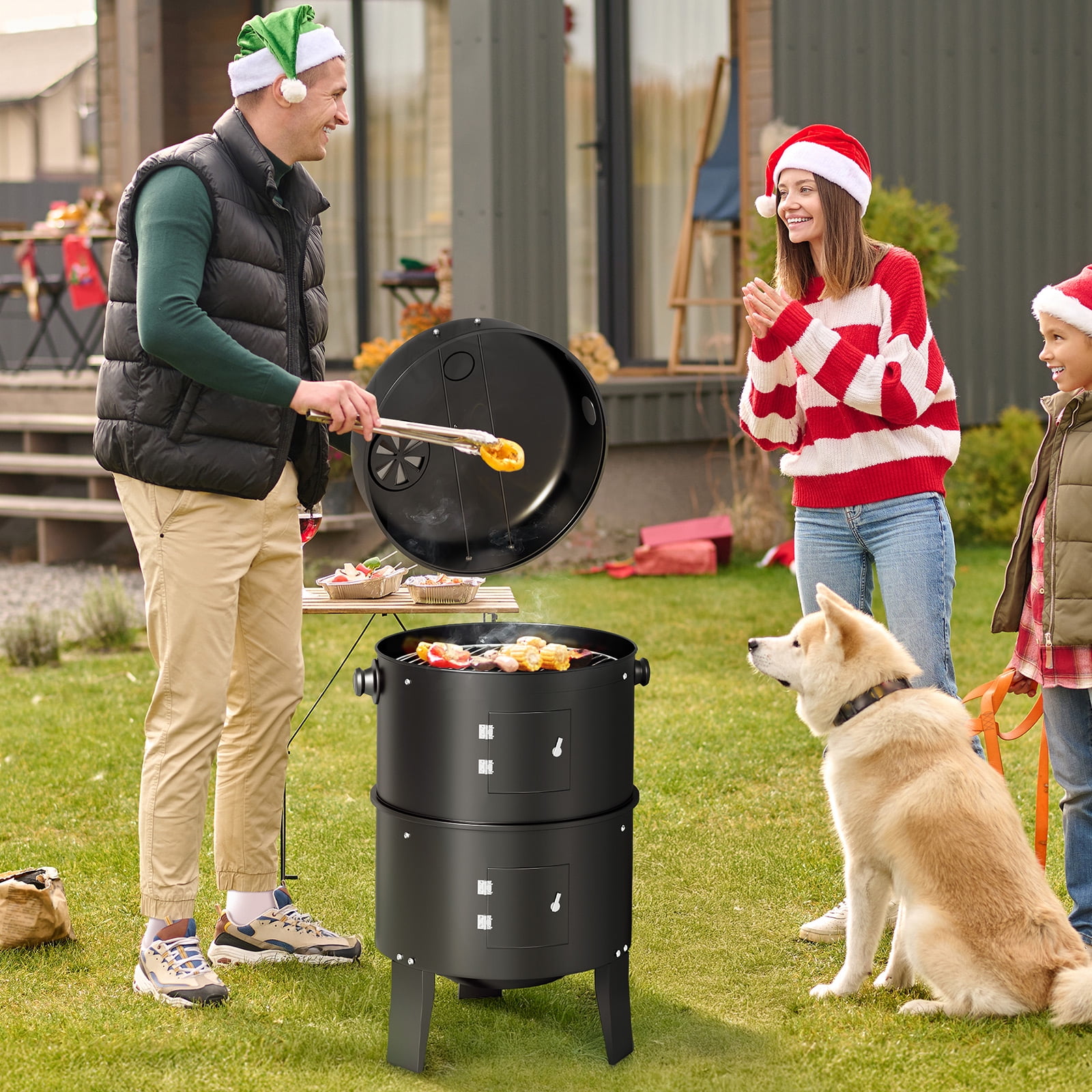 Smokers Grills Futchoy In Round Charcoal BBQ Grill Smoker